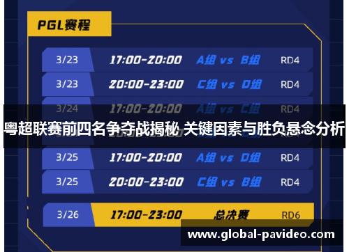 粤超联赛前四名争夺战揭秘 关键因素与胜负悬念分析
