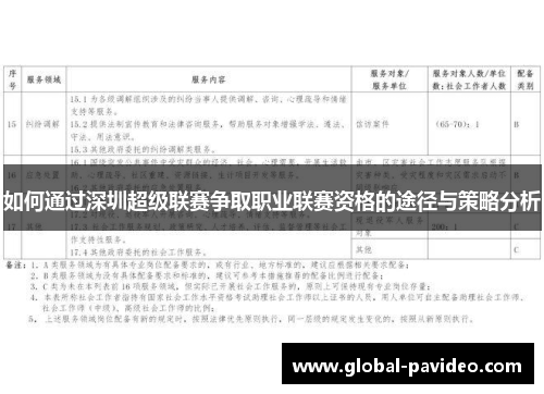 如何通过深圳超级联赛争取职业联赛资格的途径与策略分析 如何通过深圳超级联赛争取职业联赛资格的途径与策略分析